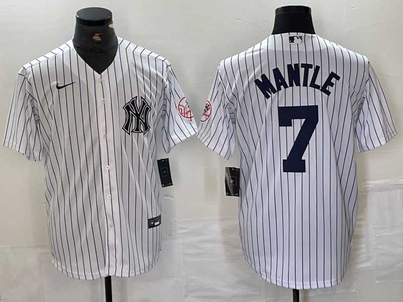 Men's New York Yankees #7 Mickey Mantle Name White With Patch 2024 Cool Base Stitched Jersey,We sell and wholesale Men's New York Yankees #7 Mickey Mantle Name White With Patch 2024 Cool Base Stitched Jersey on line form chian!